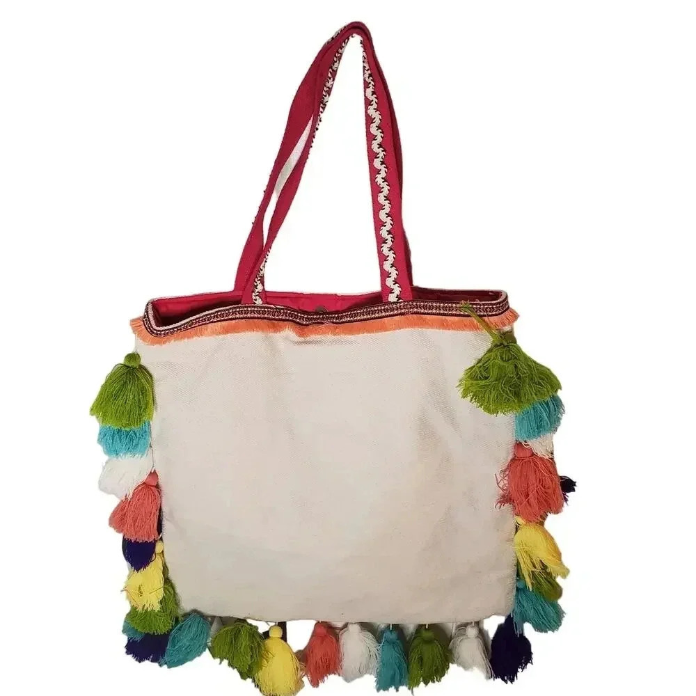 Katydid Embroidered Multicolor Canvas Tote Bag - Picture 2 of 8